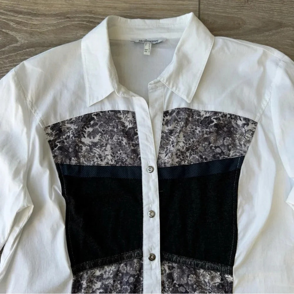 Steilmann Stretchy Patchwork Button Down  Shirt - Picture 7 of 16